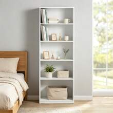 5-Shelf Bookcase With Adjustable Shelves, White - trắng - Xem 5