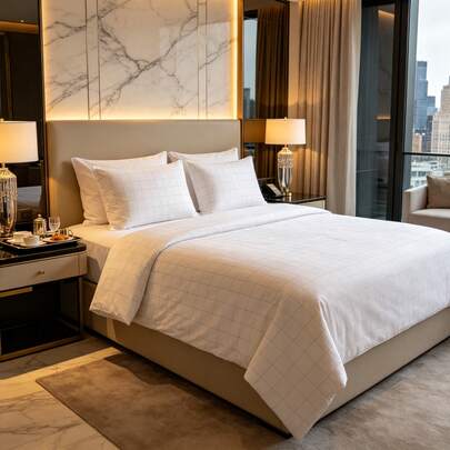 Queen Size Zander Microfiber Duvet Cover Set |   White Cityscape Urban Modern Bedding |   Ultra Soft Double Brushed Hotel Quality |   Wrinkle Free Stain Resistant Hypoallergenic |   Machine Washable Easy Care All Season Breathable