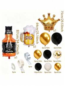 50 Globos con forma de botella de whisky, ideales para fiestas de cumpleaños, decoraciones temáticas de cumpleaños para hombres, fiestas temáticas de whisky, festivales de cerveza, aniversarios, fiestas de graduación, despedidas de soltero y soltera, reuniones familiares y eventos de bar - Globo con forma de botella de whisky - Ver 2