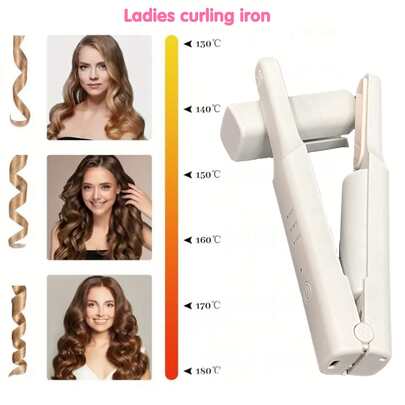 Cordless 2-In-1 Straightener And Curler, Compact And Portable With Three Adjustable Heat Settings. A Professional Hair Styling Tool, Perfect For On-The-Go Beauty Enthusiasts.
