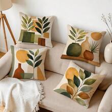4 Stücke Keramiktopf Pflanze abstraktes Muster einseitig bedruckte Kissenbezüge/Kissenbezüge, Multi-Szenen Atmosphäre dekorative Kissenbezüge geeignet für Wohnzimmer Sofa Schlafzimmer, ohne Kissenfüllung - Verschiedenfarbig - Übersicht 10