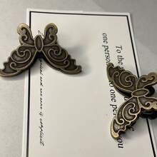 2pcs Creative Butterfly Shaped Metal Office Clips, Photo Clips, Document & Ticket Organizer, Money Clips, Small Size (Available In Antique Bronze/Green/Purple) - Clip - View 1