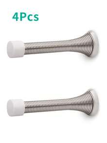 2/4pcs Spring Door Stopper, Heavy Duty Wall Mounted Door Stopper With Rubber Buffer Head Flexible Spring Door Stopper Wall Protector, Suitable For Home, Office Decoration - Multicolor - View 9