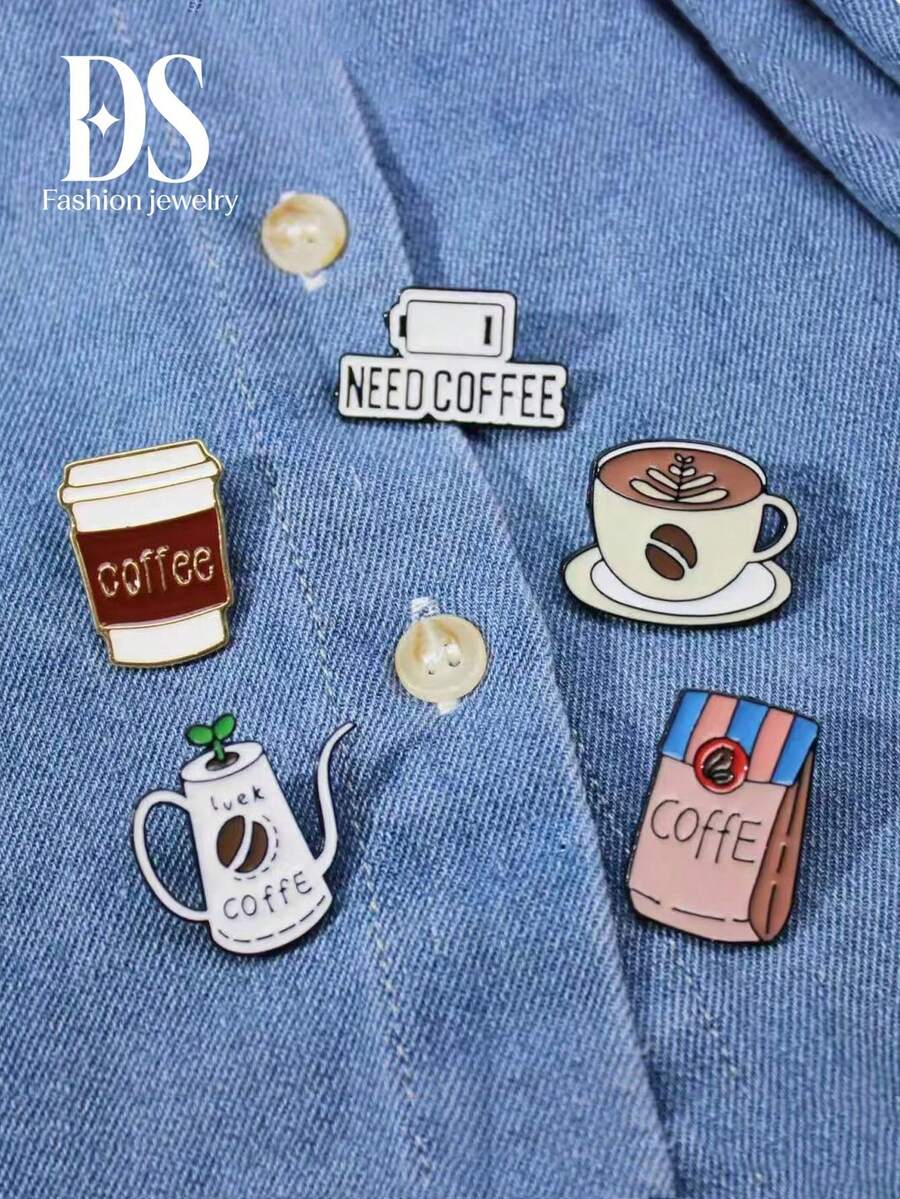 5 piezas/set Broche de Estrella de mar premium, broche de vestir de alta gama falso para damas, accesorio de mochila de café para uso diario - Multicolor - Ver 1