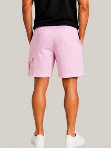 Kit 3 Bermuda Cargo De Linho Premium Shorts Mauricinho Masculino Casual Basico Confortavel Detalhe Etiqueta De Couro - Rosa Bebê - Visão 3