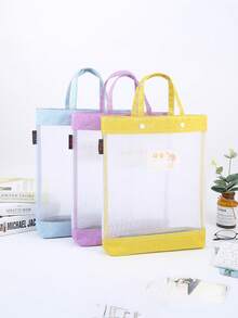 1件手提式補習袋 學生科目收納袋 美術用品收納袋 透明尼龍網格文件袋 適合學校收納、假期補習、教室獎品 - 彩色 - 查看 4