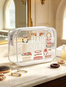 PVC Hair Accessories Makeup Bag, Travel Storage Bag - Girls Lightweight Makeup Bag, Portable Makeup Bag, Large Capacity For Cruise Travel, Back To School, Halloween - Multicolor - View 4