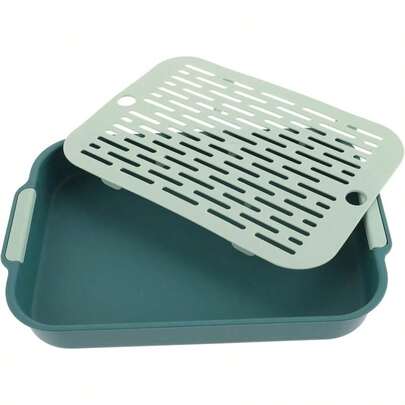LIOOBO Caja De Arena para Conejo Rectangular con Valla Orinal para Conejitos Y Hámsters Entrenamiento Higiénico Fondo Antideslizante para Mascotas Pequeñas 10.62X7.40X1.57In