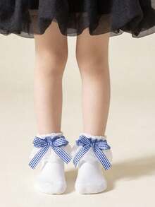 2 Pairs Cotton Kids Multi-Color Gradient Lace Ruffle Elegant Princess Style Large Ruffle Dance Lace Short Socks, Spring/Summer - Multicolor - View 3