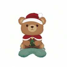 3D Christmas Bear Foil Balloon Set With Base, Yard Christmas Tree Scene Decor, Store Welcome Display, Luxury Christmas Soft Decoration Accessory - Multicolor - View 4