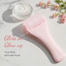 1 Pc Portable Reusable Gel Ice Roller, Sweet Solid Pink Handheld Oval Facial Massager With Textured Roller Head Calming Skin Reduce Puffiness Beauty Tool For Daily Skincare Home SPA - 1pc - View 6