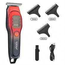 HIENA Juego de 2 piezas de cortadora de pelo profesional, juego de recortadora inalámbrica en forma de X en negro dorado & negro rosa, pantalla digital LED de batería, carga rápida Tipo-C, cuchillas de acero al carbono afiladas, 8 peines limitadores & juego completo de accesorios de capa de barbero, larga duración de batería para salón y hogar, corte de pelo degradado - Multicolor - Ver 14