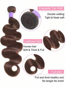 Brown Body Wave Bundles Human Hair Chocolate Hair Weave 1 Bundles 90g Unprocessed Hair Brown Body Wave Hair Extensions 4# Color - S4 - View 6