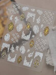 1pc Exquisite 5D 3D Nail Stickers, Popular DIY Nail Art Stickers With Lace Bow Design, Nail Decoration Stickers - Multicolor - View 5
