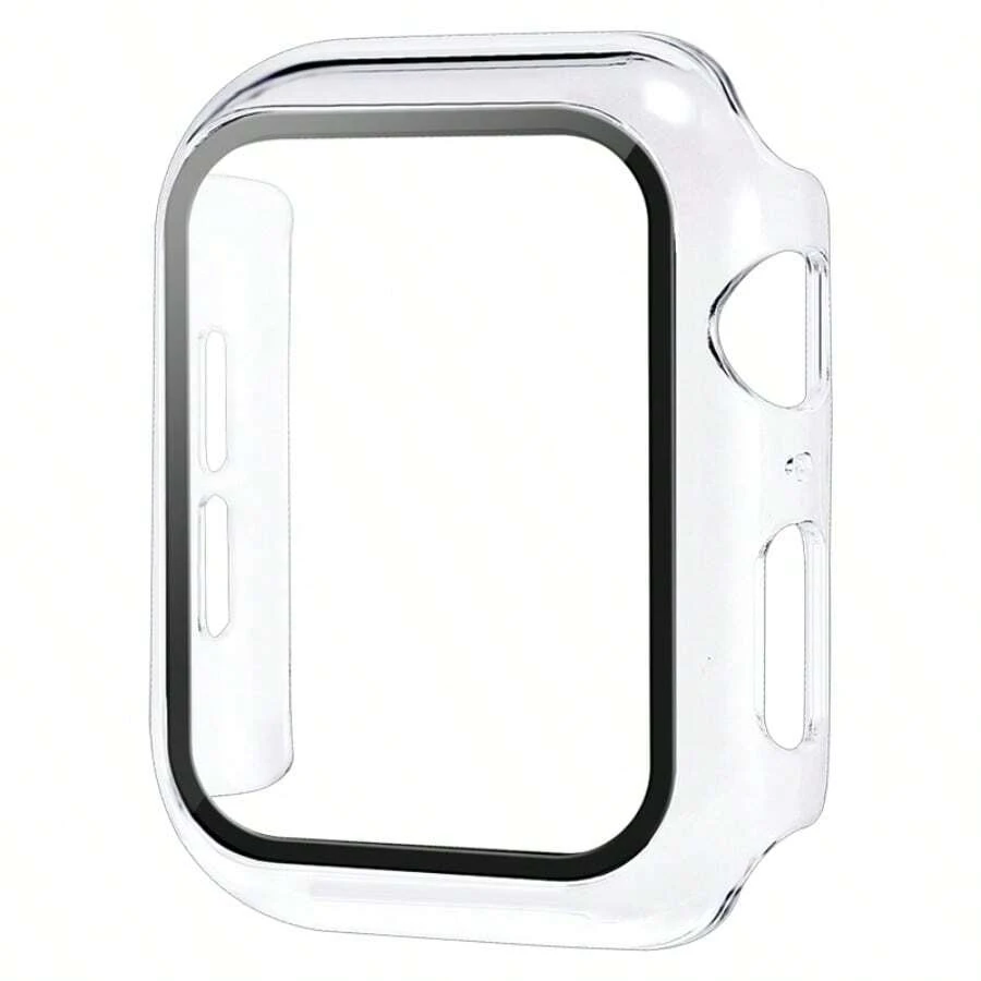 1pc Unisex Ultra-Thin Tempered Glass Protective Case, Fashionable & Cute Design, Anti-Oil Splash, Compatible With Apple Watch Series 38/40/41/42/44/45/Mm, Compatible With Apple Watch SE/11/10/9/8/7/6/5/4/3/2/1, Smart Watch Accessory - Clear - View 1
