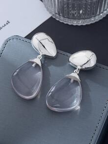 1 Pair European & American Fashion Exaggerated Personalized Asymmetrical Shape Elegant Elegant Transparent Acrylic Earrings - Silver - View 1