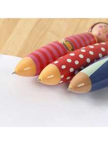 5/3/1/10pcs Random Cartoon Villain Doll Ballpoint Pens, Blue Ink Doll Ballpoint Pens, Doll Ballpoint Pens, Back To School, First Day Of School - Black - View 10