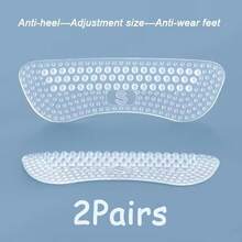 1/2/3 Pairs Silicone Heel Pads, Unisex Anti-Slip Heel Cushions, Anti-Slip Heel Patches, Heel Care Protection Pads, Shoe Accessories, Back To School Supplies - Clear - View 12