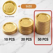 10/20/50pcs Thickened Gold Paper Plates, Round Mini Trays, Metallic Gold Cardboard Cake Bases, Suitable For Snacks, Cupcakes, Coffee, Desserts, Nuts, Perfect For Shower Party, Holiday, Wedding, Birthday Party Decoration Tableware - Gold - View 14