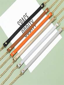 Single Golden Metal Chain With Black Strap - Stylish And Versatile, Suitable For DIY Handbag And Shoulder Bag Accessories. Features A Square Safety Buckle Design, Can Be Used As A Wallet Strap Or For DIY Wallet Making, DIY Wallet Making - A - View 2