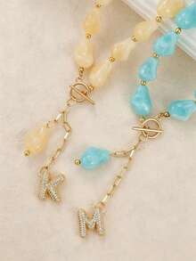 1Pc Chunky Beaded Choker Necklace For Women Statement Necklace With Gold LettersAdjustable Beach Summer Jewelry Boho Necklaces - 1pc - View 7