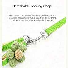 1 Set Correa Floral Viral para Mascotas - Arnés de Flor Tejido Lindo y Correa para Perros, Adecuado para Gatos/Teddy/Bichón Frisé Perros Pequeños, Chaleco Transpirable Anti-Escape Estilo Cadena para Perros (Multicolor Opcional) - Azul - Ver 2
