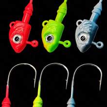 ANFS 3pcs 0.35oz/0.52OZ Lead Head Hook, Fishing Hooks For Swimbait, Barbed Sharp Hooks - Multicolor - View 3