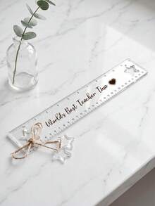 Custom Wooden Acrylic Ruler, Personalized Name Measuring Tool, Minimalist Desk Accessory, Customized Teacher Appreciation Gift, Customizable Office Supplies, Birthday, Graduation, Thanksgiving And Christmas Gift - Style a - View 4