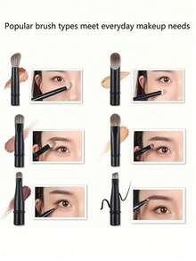 5/1 Pc Mini Travel Makeup Brush Set With Clear Box, Contour Brush, Concealer Brush, Eyeshadow Brush, Eyebrow Brush, Convenient For Travel, Soft And Multi-Functional To Meet Daily Makeup Needs - Black - View 10