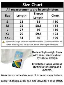 Camisa de lino para hombre, minimalista, blanca, con textura transpirable de manga larga casual - Blanco - Ver 2