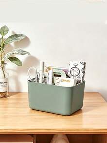 Desktop Storage Basket With Compartments And Handle, Portable Stackable Divided Stationery Organizer Box, Suitable For Pencils, Markers And Other Office Supplies, Ideal Desktop Accessory, Perfect Gift For Various Occasions - One Size - View 7