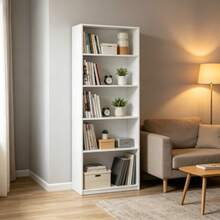 5-Shelf Bookcase With Adjustable Shelves, White - trắng - Xem 7
