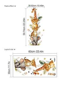 Jungle Nursery Wall Decals, Wild Animal Giraffe Lion Elephant Stickers, Home Decor, Toddler Bedroom Supplies, Cute Unisex Baby Room Wall Art - Multicolor - View 11
