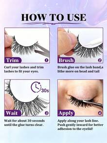 Cílios Postiços Olho de Gato Curtos e Volumosos, Tiras de Cílios Wispy, 10 Pares, Cílios Postiços Olho de Gato com Aparência Natural, Cílios em Tiras Completas - Preto - Visão 11