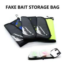 1pc Nylon Fish Bait Storage Bag Portable Lure Storage Bag With Detachable Buckle Fishing Tackle Wallet Case With 6pcs Transparent Thickened PVC Sealing Bags For Soft Worms Rigs Jigs And Lines, Camping And Fly Fishing Accessories - Multicolor - View 1