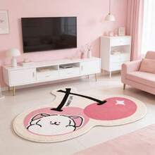 1 pieza Alfombra decorativa con forma de perro cereza, alfombra, tapete, alfombra para sala de estar, alfombra para dormitorio, alfombra de área - Multicolor - Ver 3