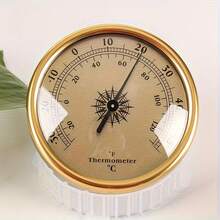 Gold Thermometer & Hygrometer, Fishing Enthusiast Outdoor Weather Barometer, Metal Material - Gold - View 9