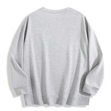 Women's Casual Letter Print Oversized Pullover Sweatshirt, Loose Fit Crew Neck Long Sleeve Hoodie, Fall Outfits For Airport, Back To School,Unisex-L91 - 淺灰色 - 查看 2