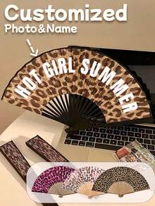 Kipas Lipat Motif Leopard Kustom, Kipas Genggam Portabel, Cocok untuk Menari, Fotografi, Perjalanan dan Penggunaan Sehari-hari, Perlengkapan Perjalanan Penting - MultiWarna - View 2