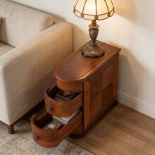 Mesita de noche moderna, mesa auxiliar para sofá, mesa auxiliar - Nuez - Ver 4