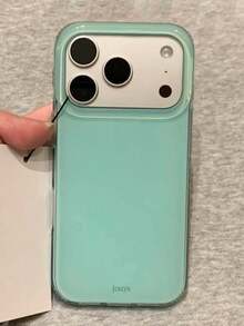 可愛果凍亮面手機殼，適用於 iPhone 17ProMax 17Pro 17 17Air 16 15 14 13 12 Pro Max 11，純色防震軟殼後蓋 - 湖綠色 - 查看 3