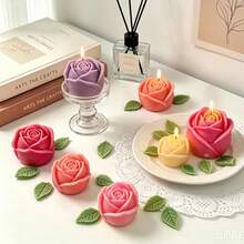4pcs Rose Candle Mold Set, Includes Leaf-Shaped Mold, Large, Medium, Small 3D Rose Flower Silicone Mold, Suitable For Candle Making, Epoxy Resin Casting, Handmade Soap, Clay, Plaster, Home Decor And Mother's Day Gift - Flower - View 5