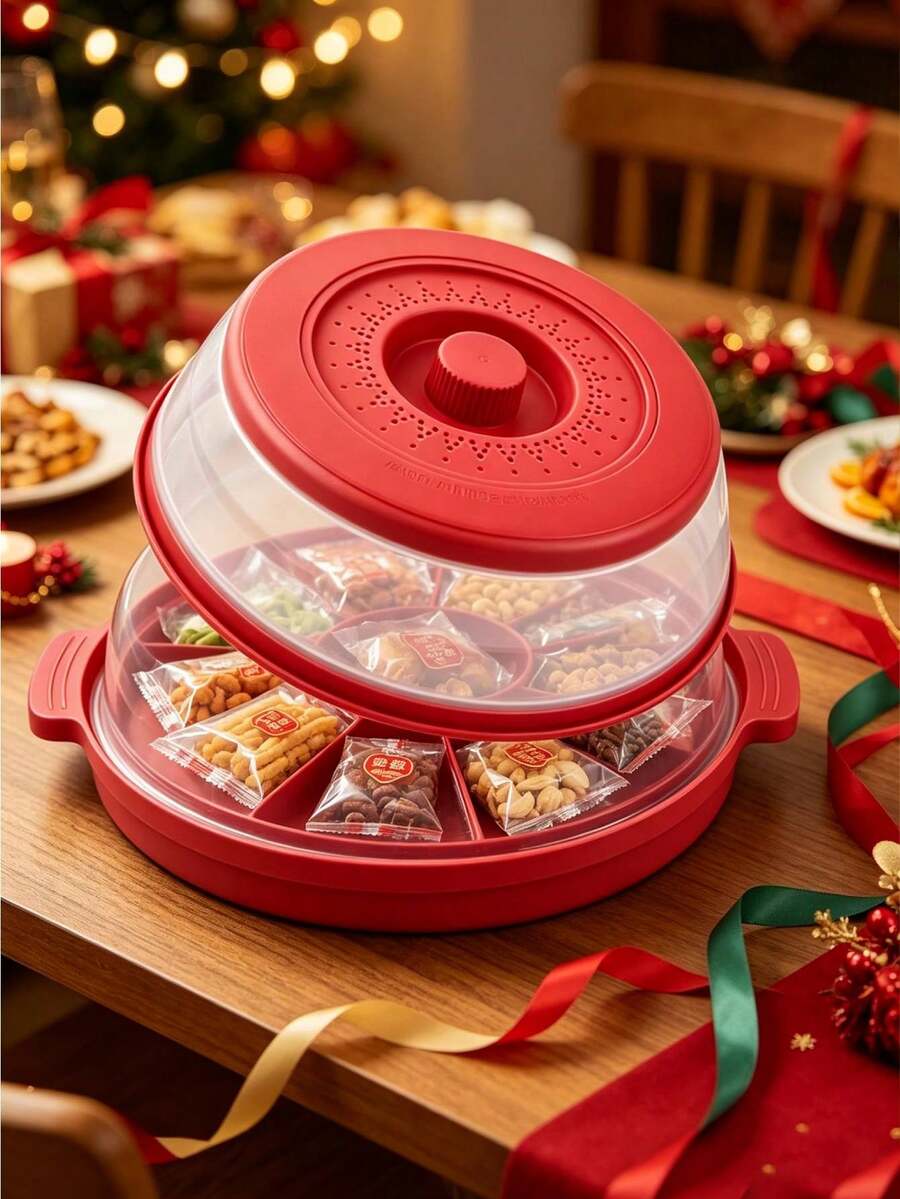 1 Set Multi-Functional Foldable Food Cover With Storage Tray: Ultimate Space-Saving Kitchen Essential, Silicone Microwave Splash Guard, Dishwasher , With Steam Vent Microwave Cover - Multicolor - View 1