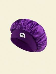 1Pc Hi Letter Satin Summer Sleeping Cap, Head Scarf, Lightweight Hair Care Cap, Print Satin Sleep Wide Elastic Band Silky Hair - Multicolor - View 17