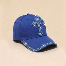 Breathable Full Hole Black Baseball Cap, Rhinestone Embellished Soft Sports Hat With Curved Extended Brim For Outdoor Running Fishing Daily Commute - A - View 14