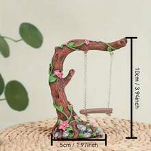 1pc Miniature Landscape Decoration Accessory, Also Suitable For Reptile Terrarium Decor, A Romantic And Elegant Resin Swing Ornament, Perfect For Decorating Living Room, Bedroom, Garden, A Romantic And Unique Holiday Gift - Swing - View 10