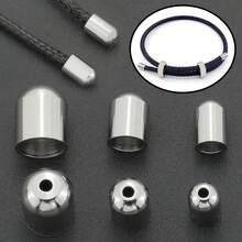 10pcs Stainless Steel Rope End Caps DIY Handmade Bracelet End Accessories Approx. 3mm/4mm/5.5mm Hollow Hole Leather Rope Braided Rope End Stoppers Suitable For DIY Bracelets Necklaces Phone Chains Wire End Fixing Buckles Jewelry Connector Parts Rope And Shoe Accessories Materials DIY Jewelry Making Rope End Accessories - Round Head Bucket Buckle - View 12