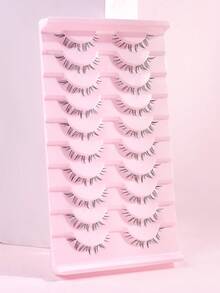 MAANGE 10 Pairs Transparent Thin Natural Lower Eyelashes, Japanese Anime Style Exaggerated Pointed DIY Cosplay Lower Eyelashes, Reusable For Women And Girls, Comfortable Wear, Lower Eyelashes, Strip Lashes - Black - View 4