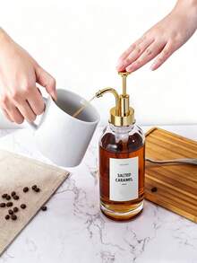 Coffee Syrup Dispenser. Home Storage Dispenser. For Milk, Tea, Syrup, Coffee, Milk Tea Durable Clear Glass Storage Bottle, Home Bar 500ml, Kitchen Utensils. Kitchen Supplies - Clear - View 3