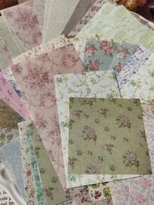 60pcs/Pack Vintage Floral Decorative Scrapbook Paper, DIY Collage Memo Pad - Multicolor - View 12